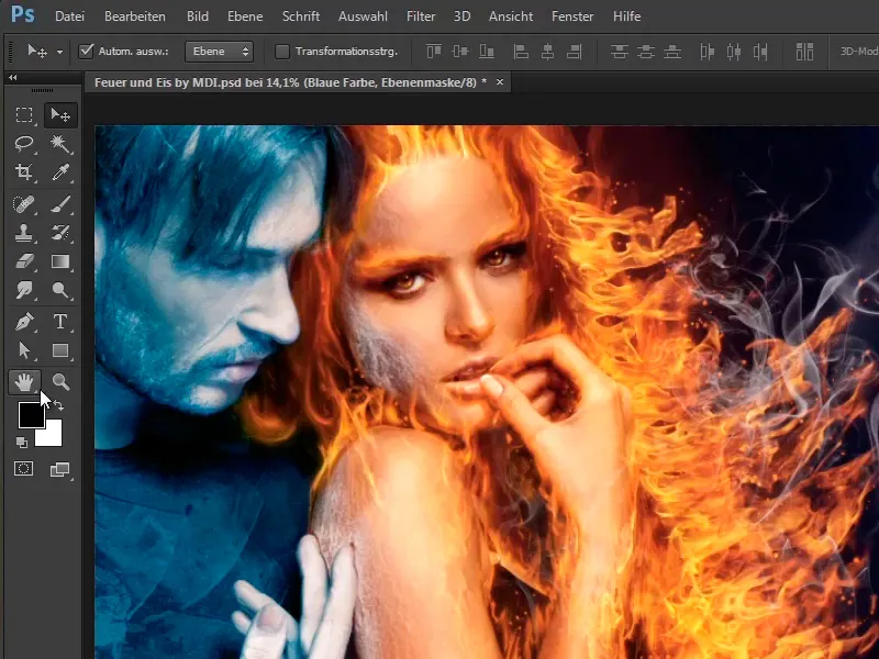 Photoshop-Composing - Feuer und Eis - Teil 10: Weitere Optimierung des frostigen Looks