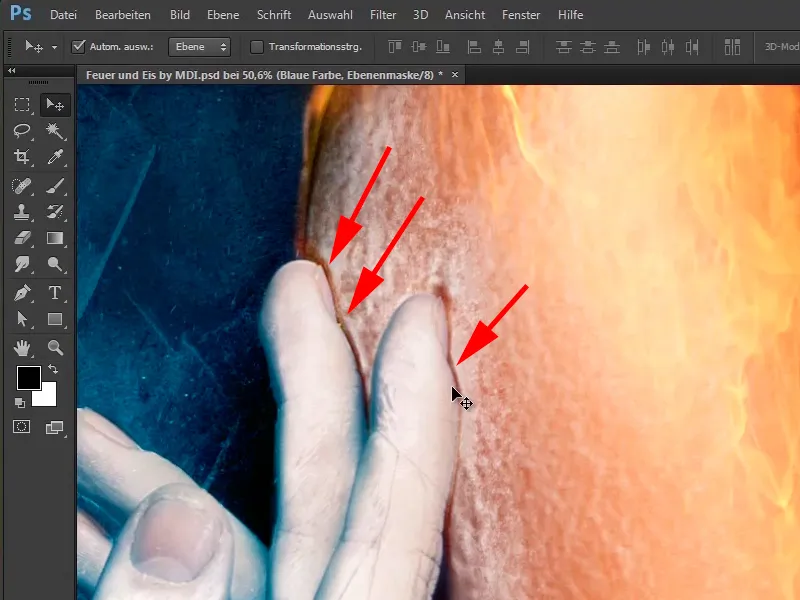 Photoshop-Composing - Feuer und Eis - Teil 10: Weitere Optimierung des frostigen Looks