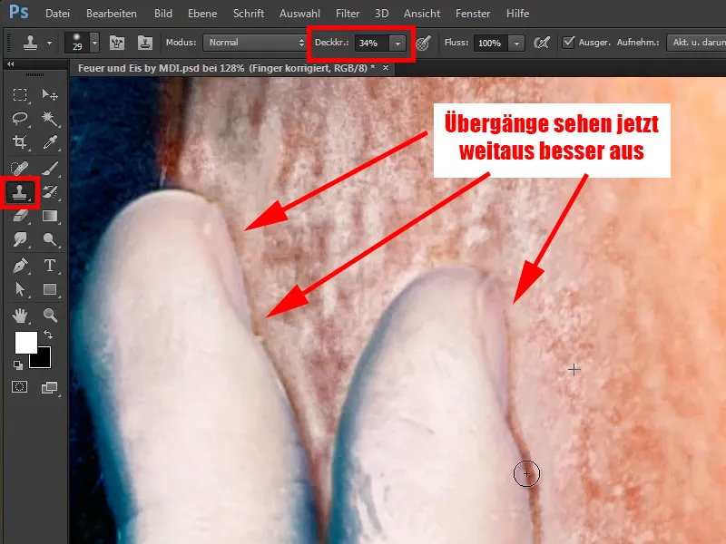 Photoshop-Composing - Feuer und Eis - Teil 10: Weitere Optimierung des frostigen Looks