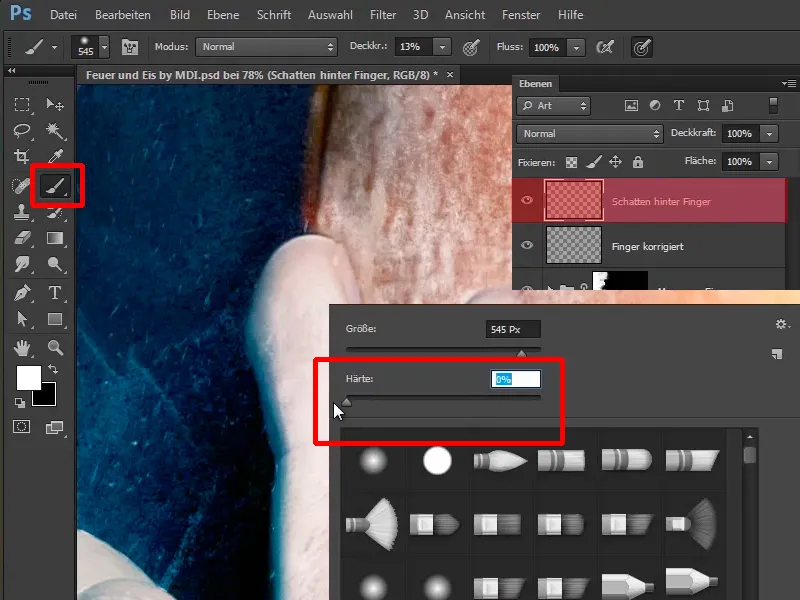 Photoshop-Composing - Feuer und Eis - Teil 10: Weitere Optimierung des frostigen Looks