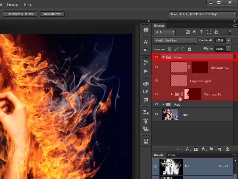Photoshop-Composing - Feuer und Eis - Teil 11 - Der eisige Nebel und Farbanpassungen