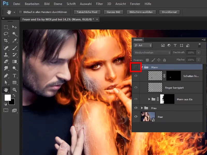 Photoshop-Composing - Feuer und Eis - Teil 11 - Der eisige Nebel und Farbanpassungen
