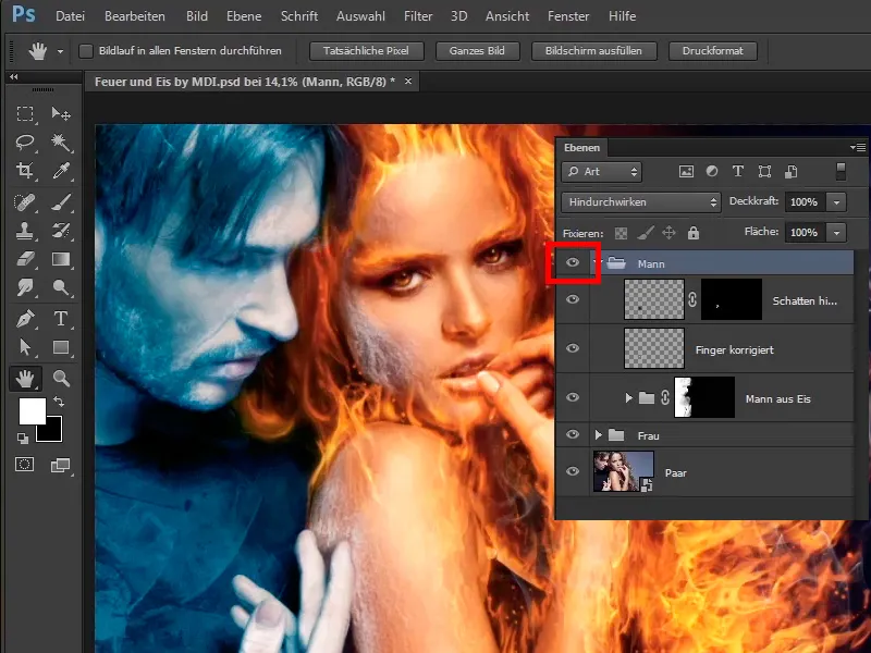Photoshop-Composing - Feuer und Eis - Teil 11 - Der eisige Nebel und Farbanpassungen