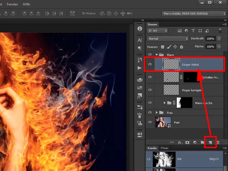 Photoshop-Composing - Feuer und Eis - Teil 11 - Der eisige Nebel und Farbanpassungen