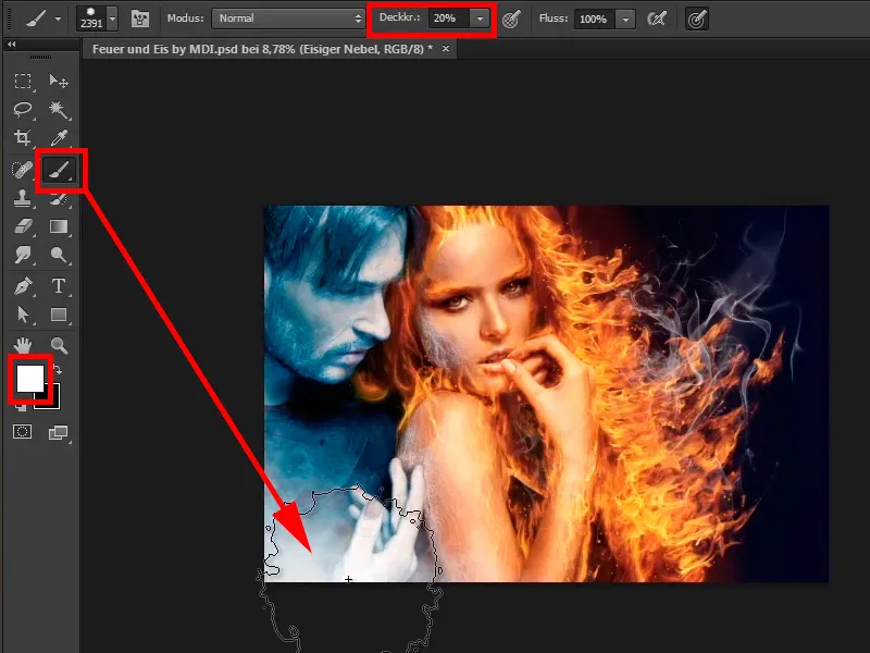Photoshop-Composing - Feuer und Eis - Teil 11 - Der eisige Nebel und Farbanpassungen