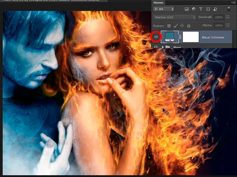 Photoshop-Composing - Feuer und Eis - Teil 11 - Der eisige Nebel und Farbanpassungen