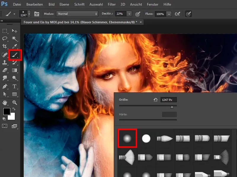 Photoshop-Composing - Feuer und Eis - Teil 11 - Der eisige Nebel und Farbanpassungen