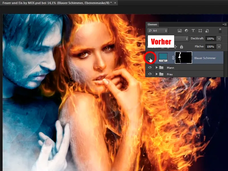 Photoshop-Composing - Feuer und Eis - Teil 11 - Der eisige Nebel und Farbanpassungen