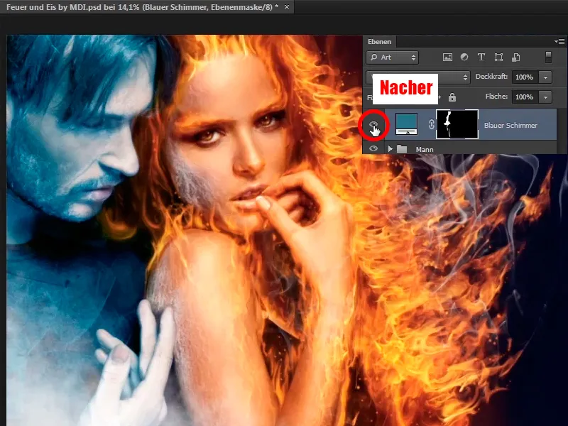 Photoshop-Composing - Feuer und Eis - Teil 11 - Der eisige Nebel und Farbanpassungen
