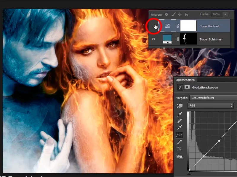 Photoshop-Composing - Feuer und Eis - Teil 11 - Der eisige Nebel und Farbanpassungen