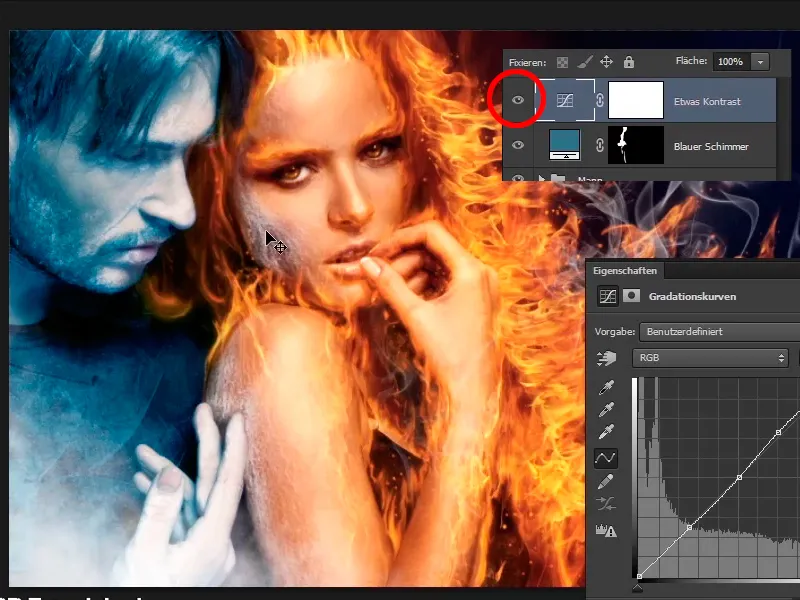 Photoshop-Composing - Feuer und Eis - Teil 11 - Der eisige Nebel und Farbanpassungen