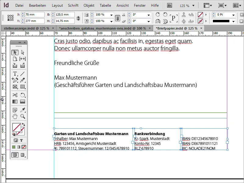 Briefpapier klassisch/modern und verspielt in Adobe InDesign gestalten