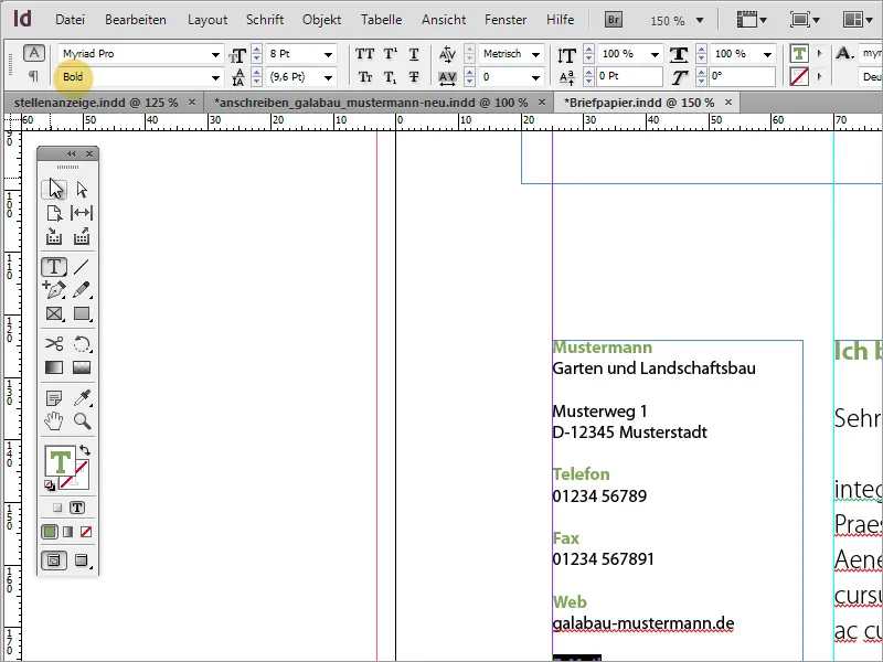 Briefpapier klassisch/modern und verspielt in Adobe InDesign gestalten