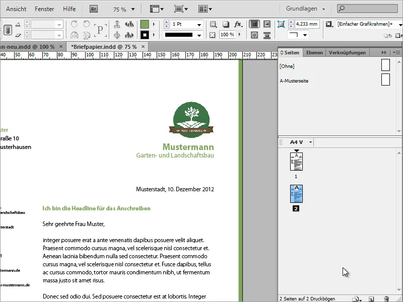 Briefpapier klassisch/modern und verspielt in Adobe InDesign gestalten