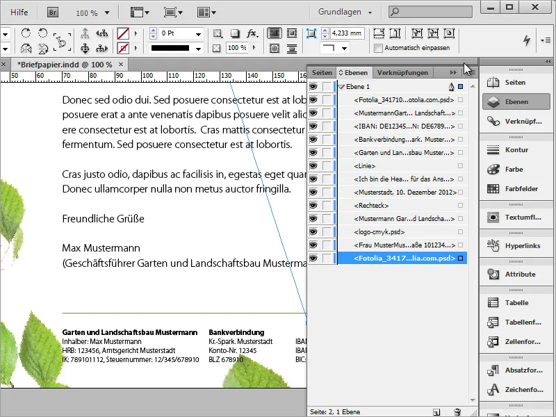 Briefpapier klassisch/modern und verspielt in Adobe InDesign gestalten