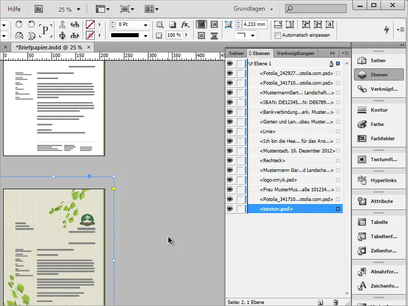 Briefpapier klassisch/modern und verspielt in Adobe InDesign gestalten