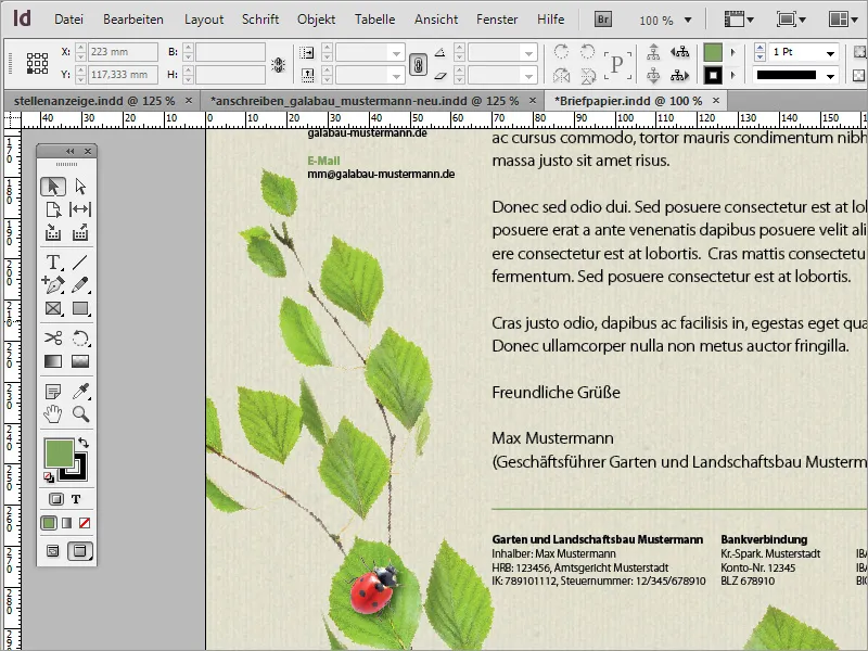 Briefpapier klassisch/modern und verspielt in Adobe InDesign gestalten