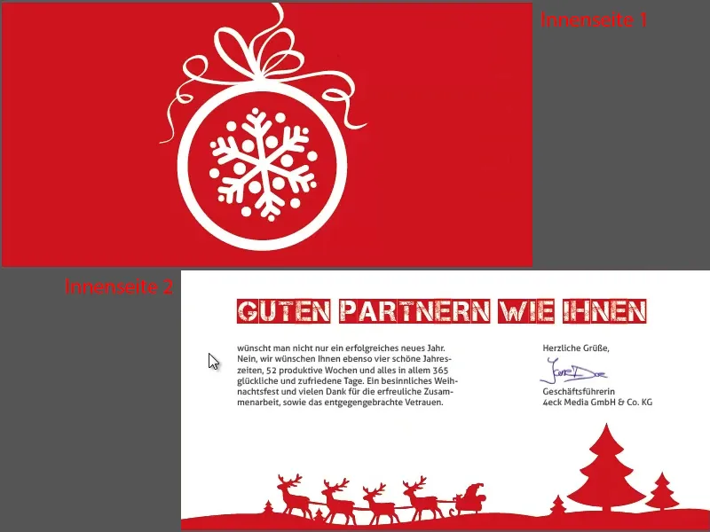 Weihnachtliche Grußkarte an Businesskunden in InDesign