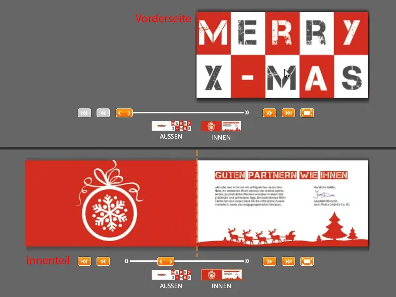 Weihnachtliche Grußkarte an Businesskunden in InDesign