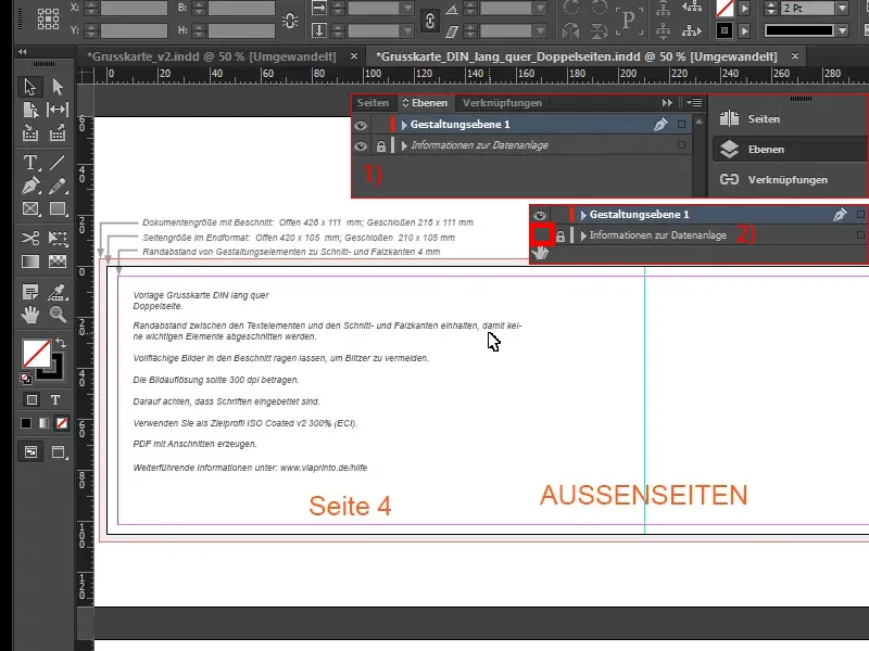 Weihnachtliche Grußkarte an Businesskunden in InDesign