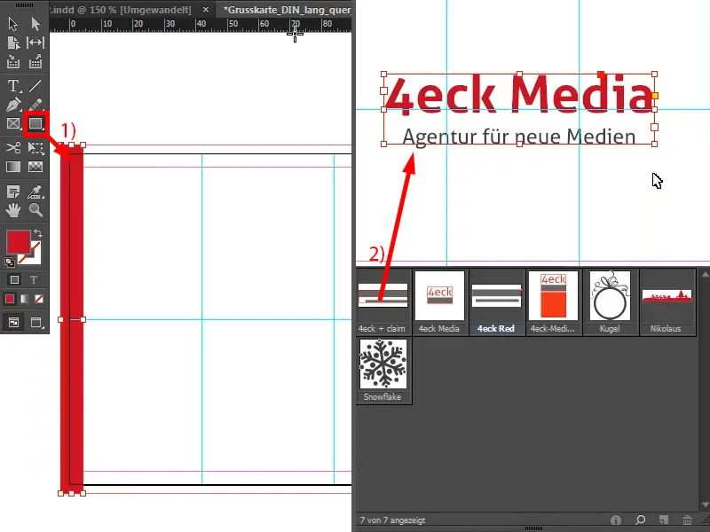 Weihnachtliche Grußkarte an Businesskunden in InDesign