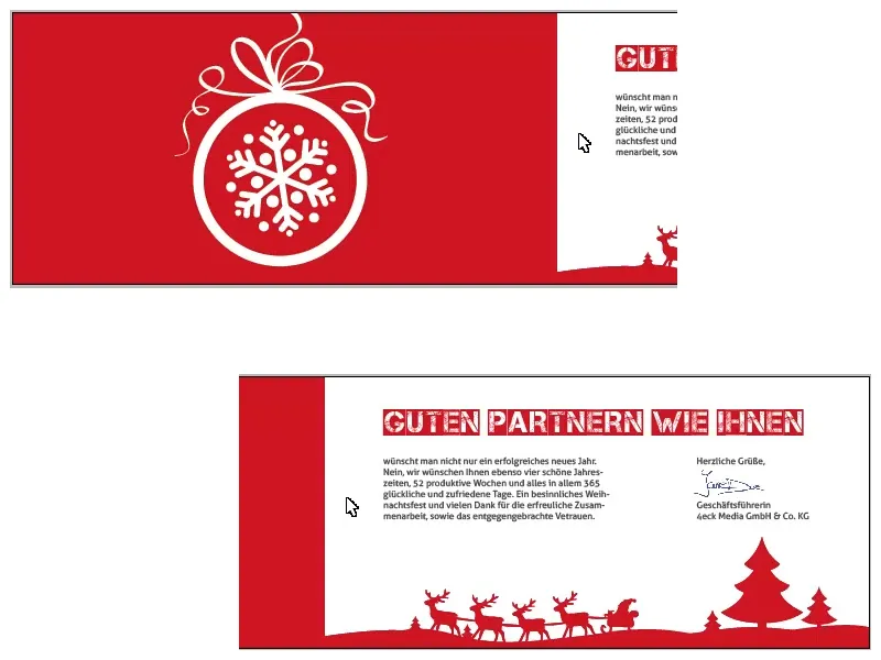 Weihnachtliche Grußkarte an Businesskunden in InDesign