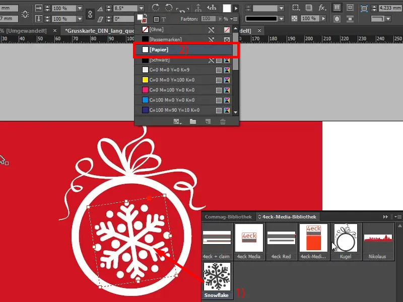 Weihnachtliche Grußkarte an Businesskunden in InDesign