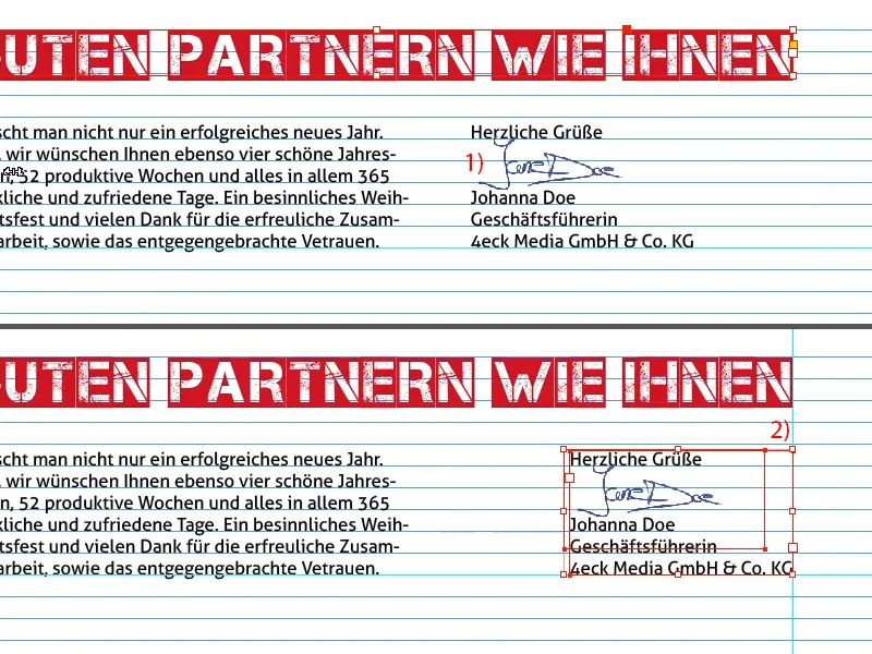 Weihnachtliche Grußkarte an Businesskunden in InDesign