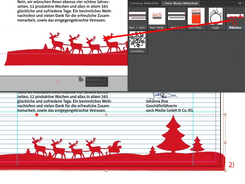 Weihnachtliche Grußkarte an Businesskunden in InDesign