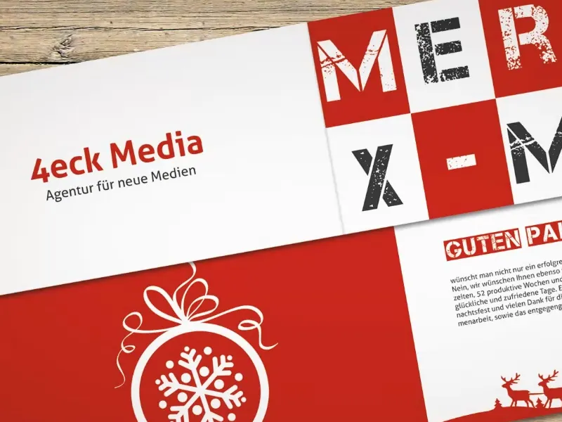 Weihnachtliche Grußkarte an Businesskunden in InDesign