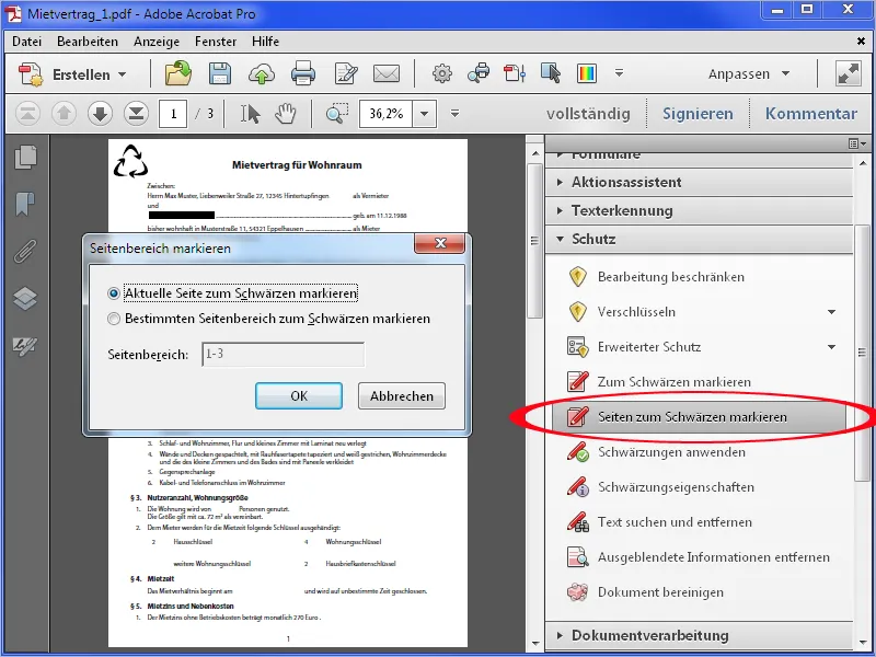 Schwärzen und bereinigen von PDF-Dateien mit Acrobat