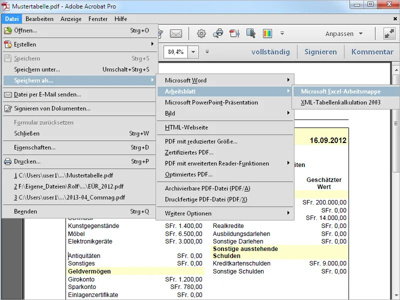 Bilder und Text aus PDF-Dateien extrahieren und als Office-Dokument speichern mit Acrobat