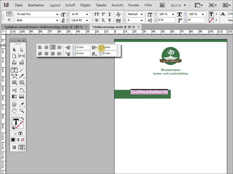 Stellenanzeige in Adobe InDesign gestalten