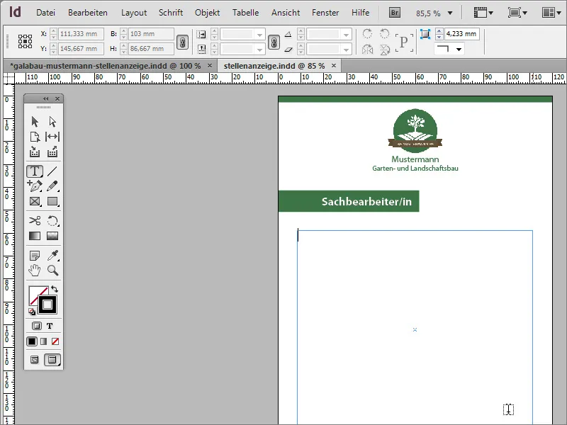 Stellenanzeige in Adobe InDesign gestalten