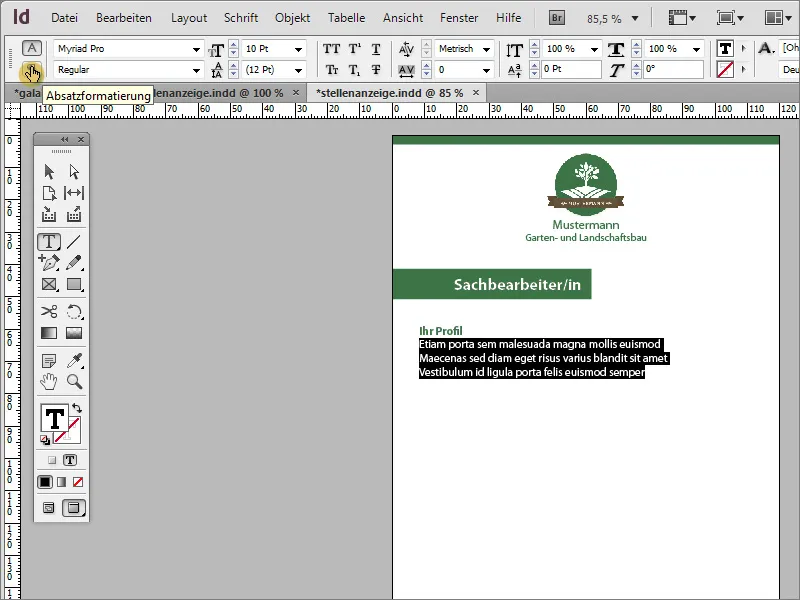 Stellenanzeige in Adobe InDesign gestalten