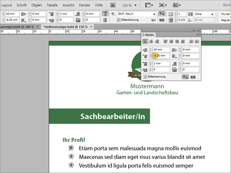 Stellenanzeige in Adobe InDesign gestalten