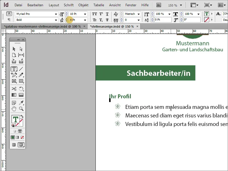 Stellenanzeige in Adobe InDesign gestalten