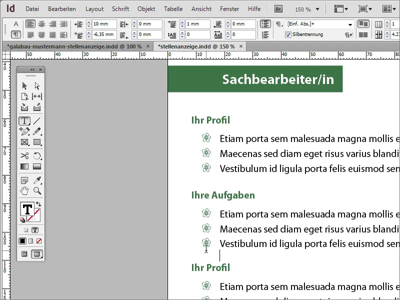 Stellenanzeige in Adobe InDesign gestalten