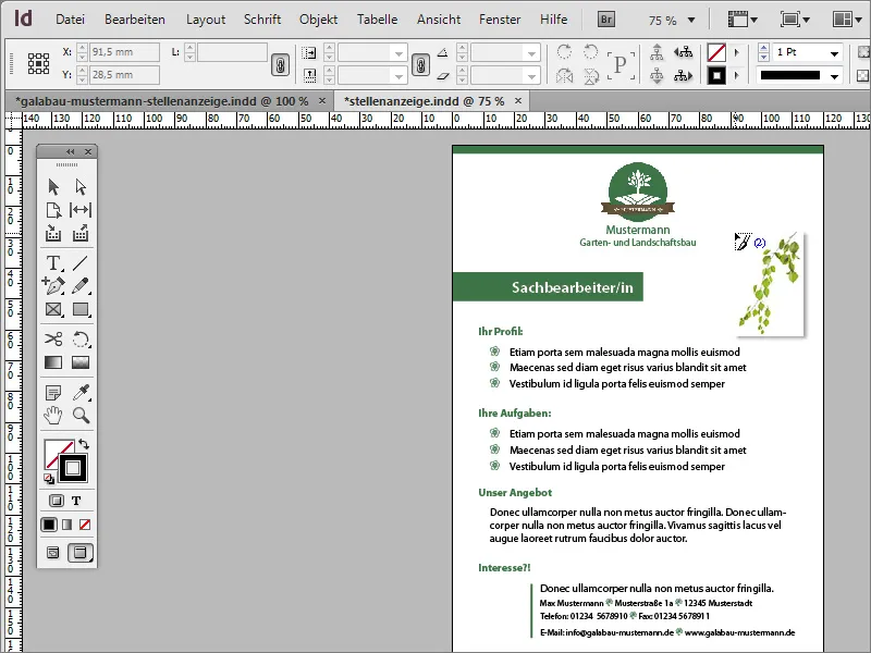 Stellenanzeige in Adobe InDesign gestalten