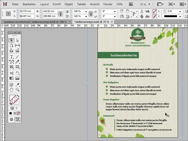 Stellenanzeige in Adobe InDesign gestalten