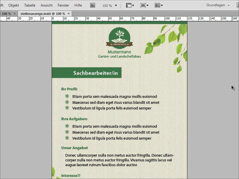 Stellenanzeige in Adobe InDesign gestalten