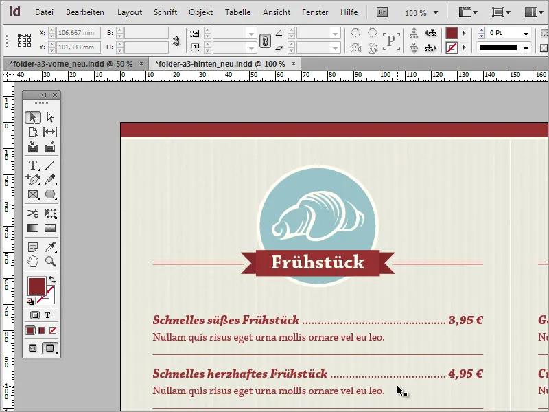 Professionelle Speisekarte in Adobe InDesign gestalten - Teil 1