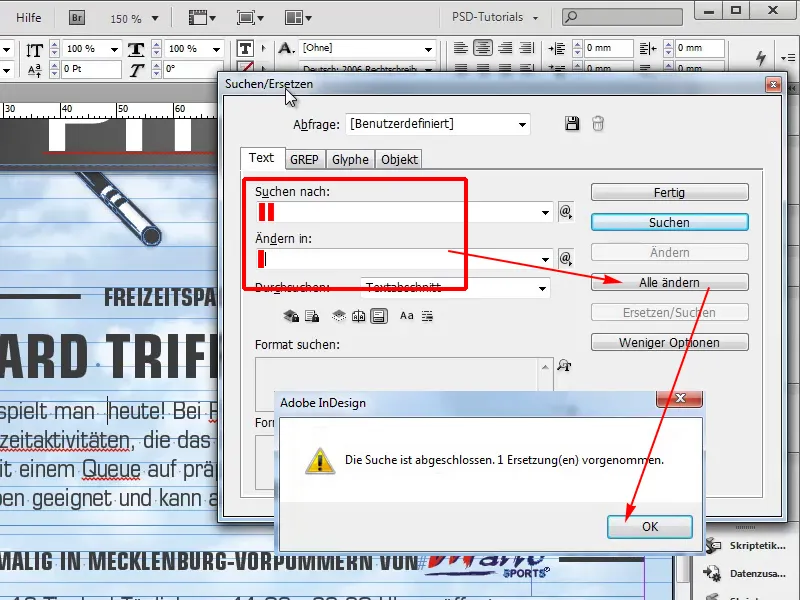 Tipps &amp; Tricks zu Adobe InDesign: Doppelte Leerzeichen im Dokument durch ein Leerzeichen ersetzen