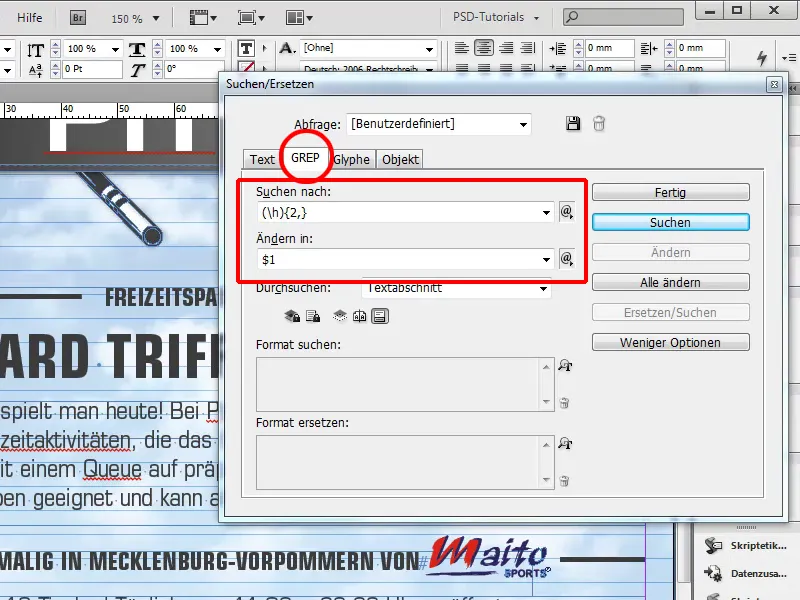 Tipps &amp; Tricks zu Adobe InDesign: Doppelte Leerzeichen im Dokument durch ein Leerzeichen ersetzen
