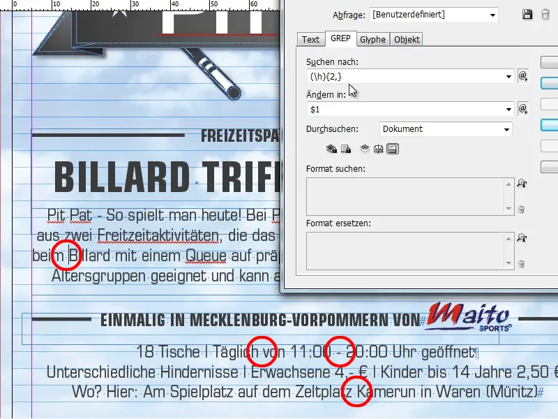 Tipps &amp; Tricks zu Adobe InDesign: Doppelte Leerzeichen im Dokument durch ein Leerzeichen ersetzen