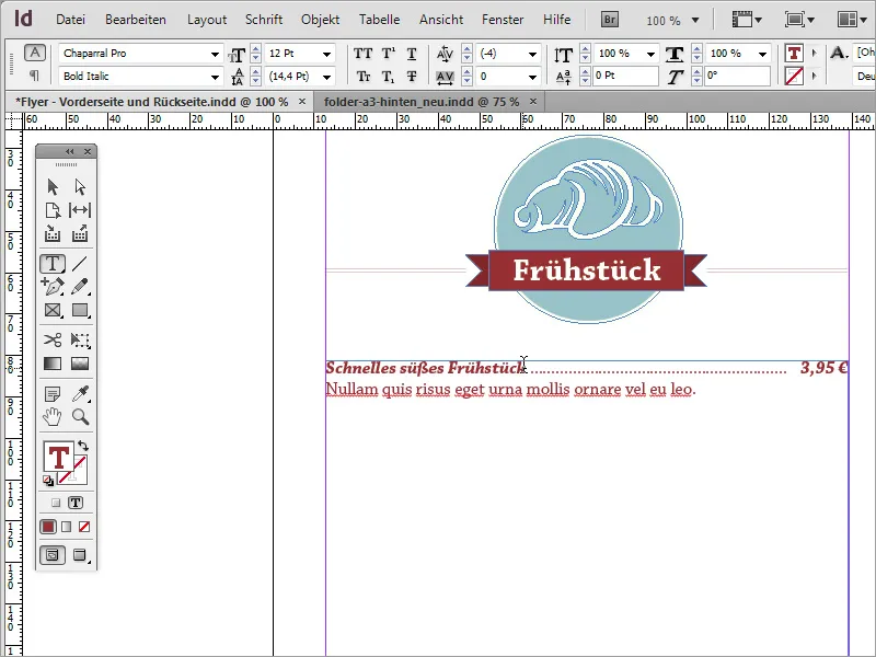 Professionelle Speisekarte in Adobe InDesign gestalten - Teil 4