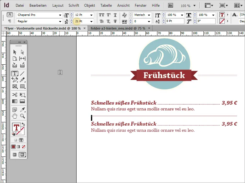 Professionelle Speisekarte in Adobe InDesign gestalten - Teil 4