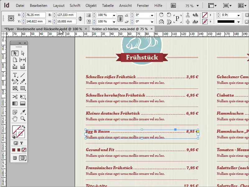 Professionelle Speisekarte in Adobe InDesign gestalten - Teil 4