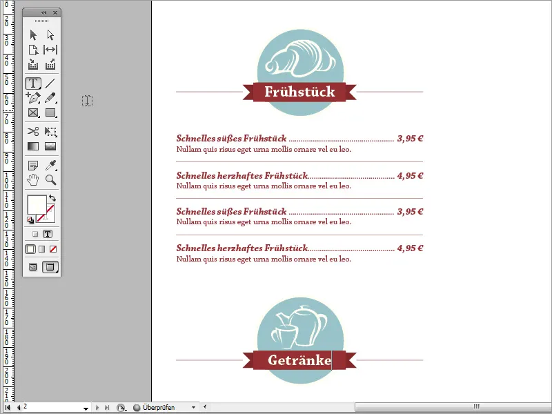Professionelle Speisekarte in Adobe InDesign gestalten - Teil 4