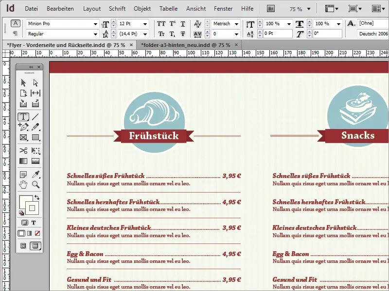 Professionelle Speisekarte in Adobe InDesign gestalten - Teil 4